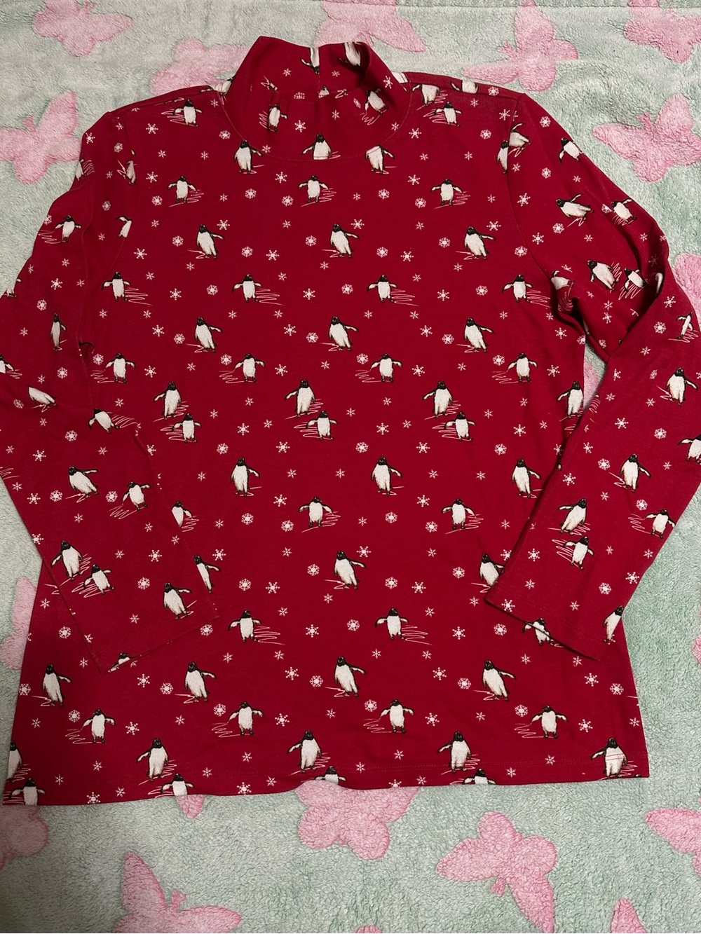 Karen Scott Red Penguin Turtleneck Too